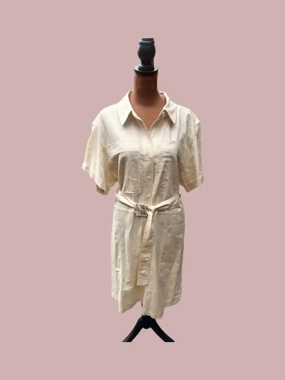 Banana Republic Linen Blend Short Sleeve Belted Utility Romper